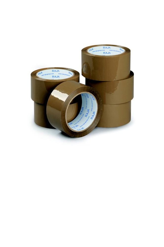 RAJA Ruban adhsif d'emballage standard en polypropylne 28 microns 48 mm x 66 m - Havane  - lot de 6