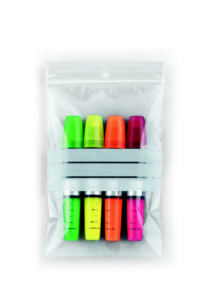 RAJA Sachet plastique  fermeture Zip et bande d'criture - 12 x 18 cm - Epaisseur 50 microns - Transparent - Carton de 1000