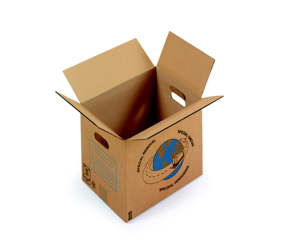 RAJA Caisse de dmnagement en carton brun simple cannelure avec poignes - L.55 x l.35 x H.30 cm - Lot de 20