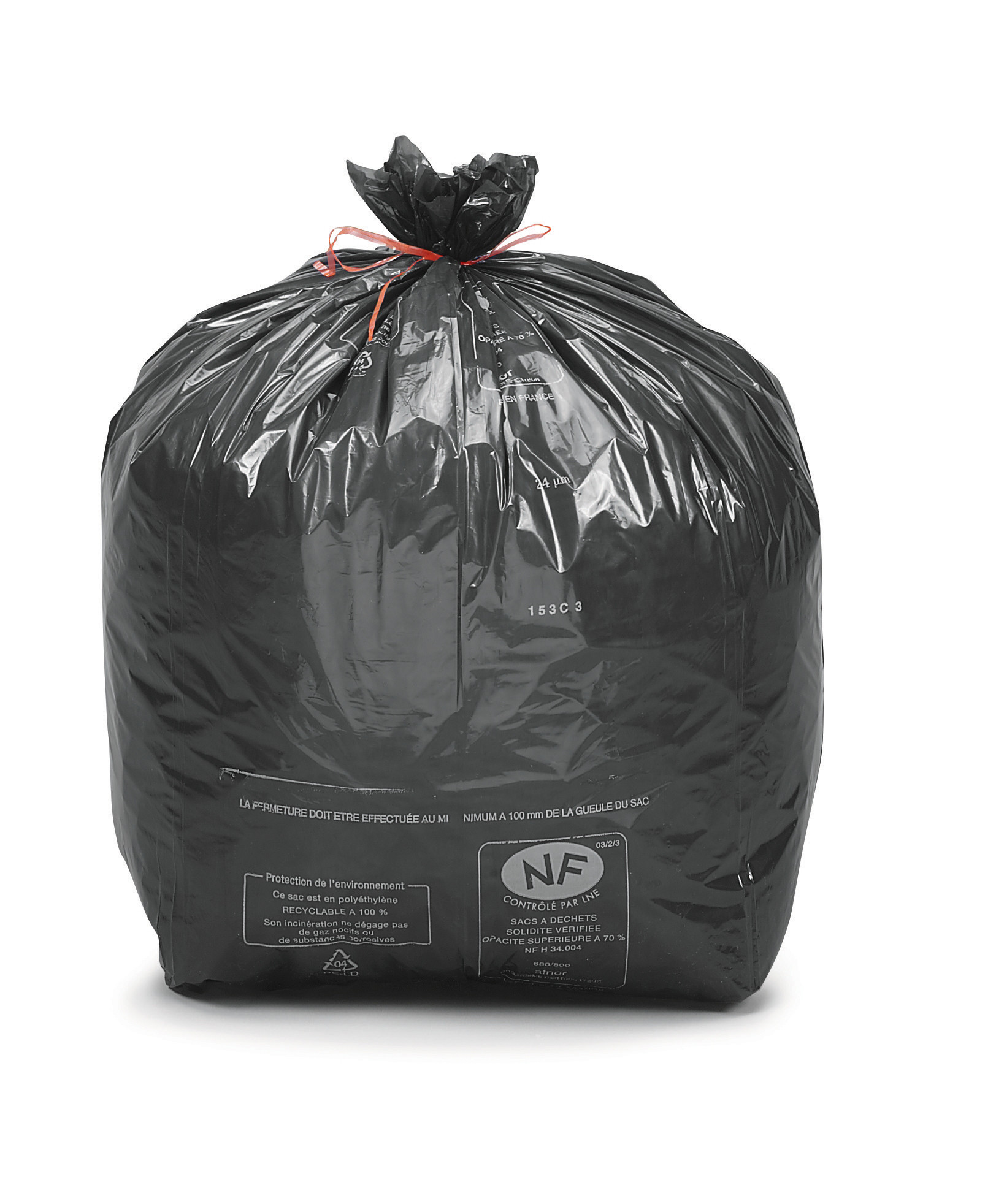Sac poubelle économique 50L noir en plastique 60% recyclé - Lot de 500