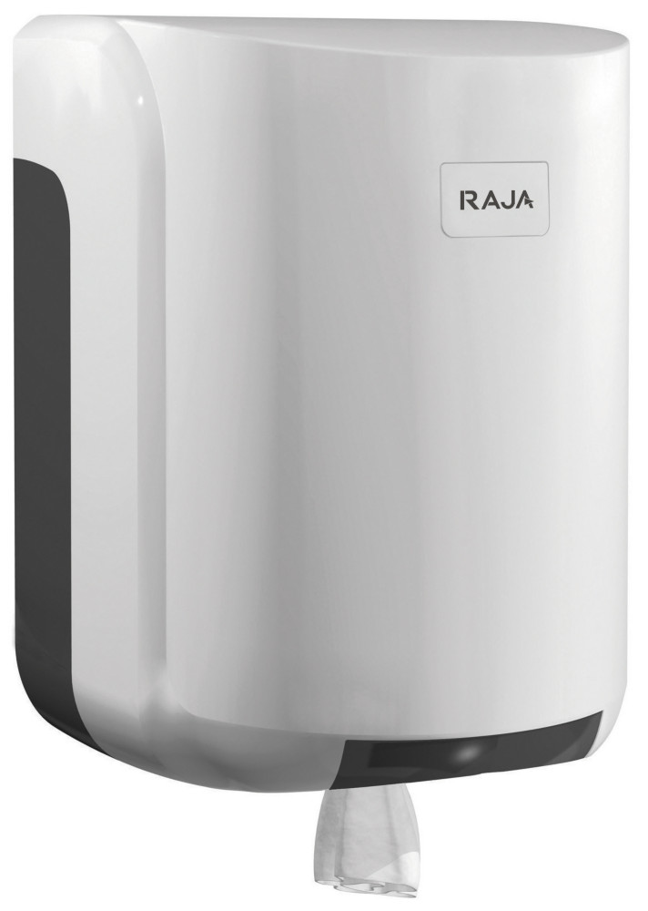 RAJA Distributeur de bobines maxi de papier  dvidage central capacit 400 feuilles en ABS - Blanc avec verrou