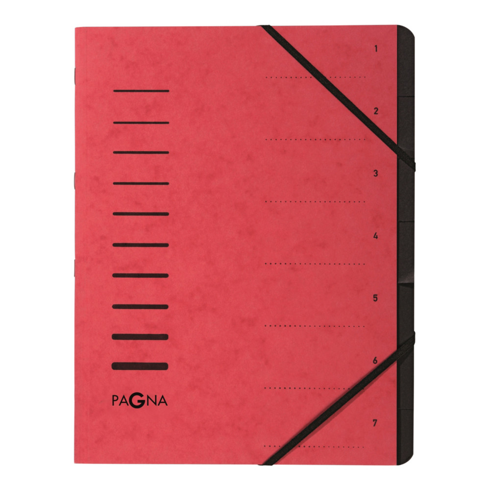 PAGNA Trieur  lastiques en carte - 7 divisions - Rouge