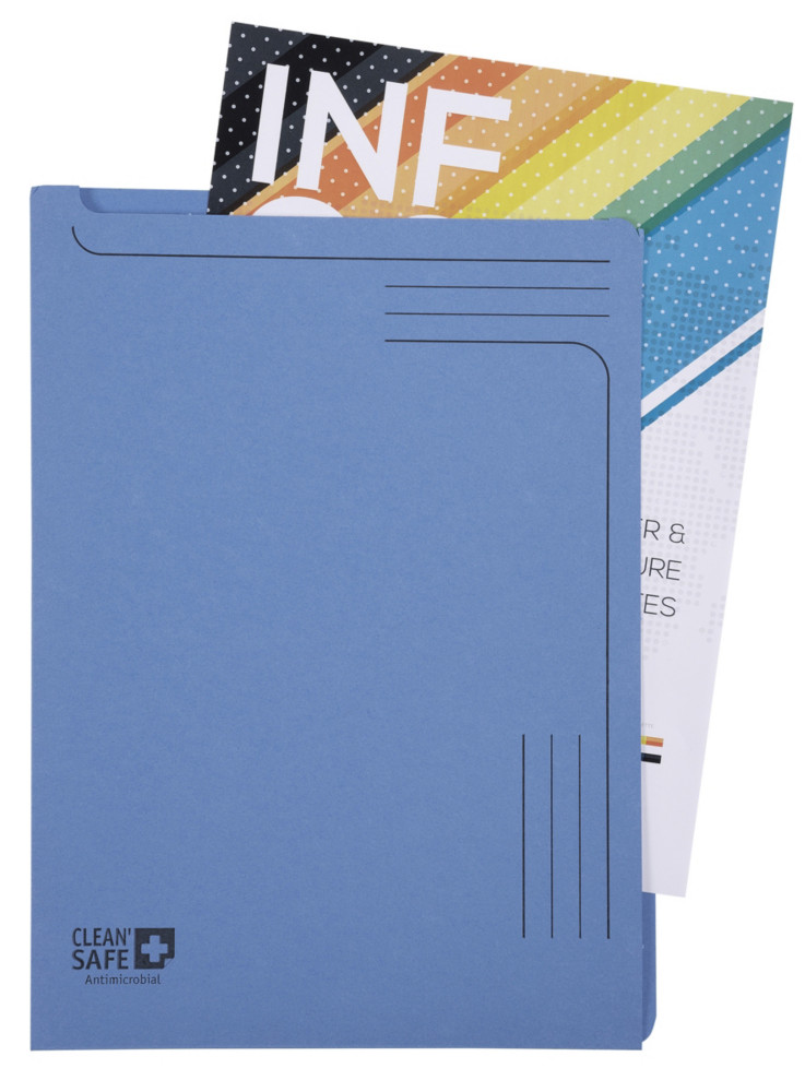 Exacompta Clean Safe Chemise coin pour documents A4  traite antimicrobien - Couverture en carte 400g bleue - Lot de 5