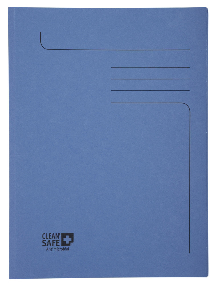Exacompta Clean Safe Chemise dossier 2 rabats pour documents A4 trait antimicrobien - Couverture en carte 400g bleue - Lot de 5