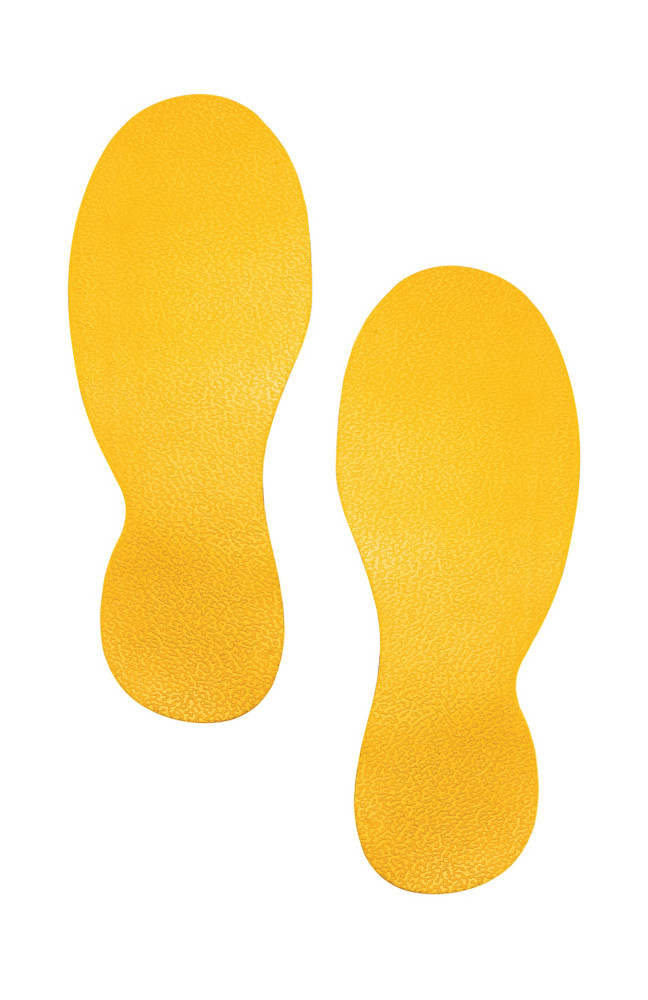 Durable Symbole de marquage au sol permanent - Adhsif antidrapant - Paire de pieds - 24 x 9 cm - Jaune - Lot de 5