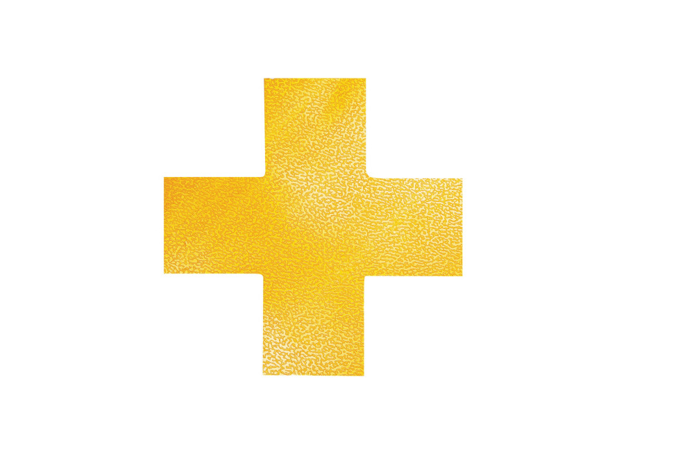 Durable Symbole de marquage au sol permanent - Adhsif antidrapant - Croix - 15 x 10 cm - Jaune - Lot de 10