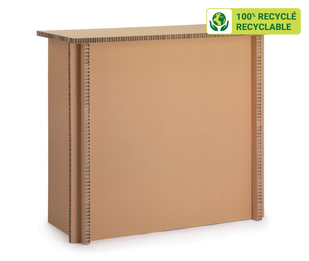 KRAFTDESIGN Comptoir d'accueil L 110 x P 50 x H 100 cm en carton alvolaire - Kraft naturel