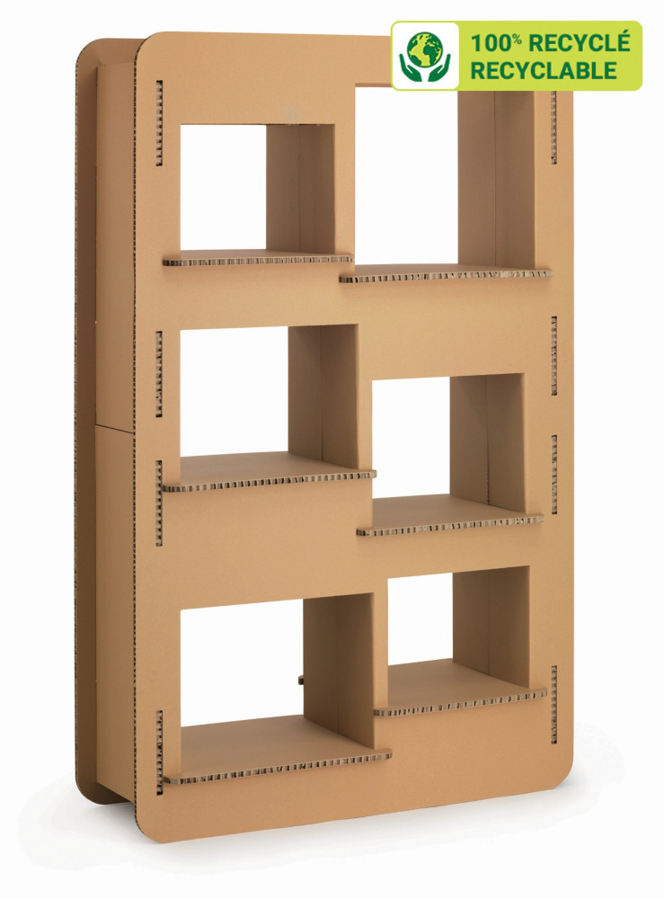 KRAFTDESIGN BD-thque 6 cases H. 190 cm en carton alvolaire - Kraft naturel