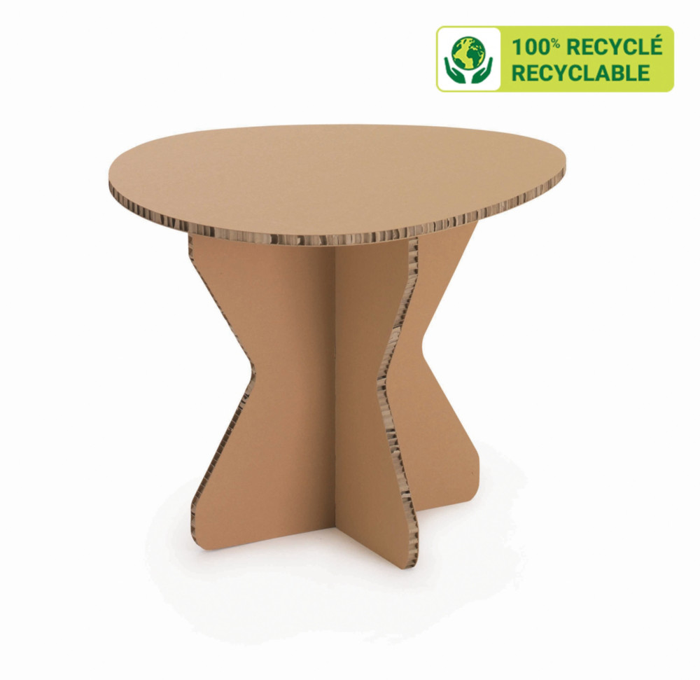 KRAFTDESIGN Table basse style scandinave diam.65 x H.51 cm en carton alvolaire - Kraft naturel