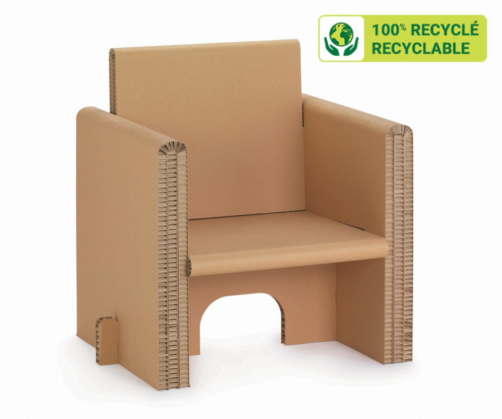 KRAFTDESIGN Fauteuil avec accoudoirs en carton alvolaire - Kraft naturel