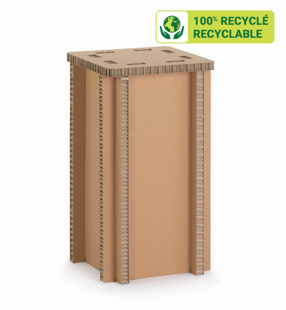 KRAFTDESIGN Tabouret haut H. 75,5 cm en carton alvolaire - Kraft naturel