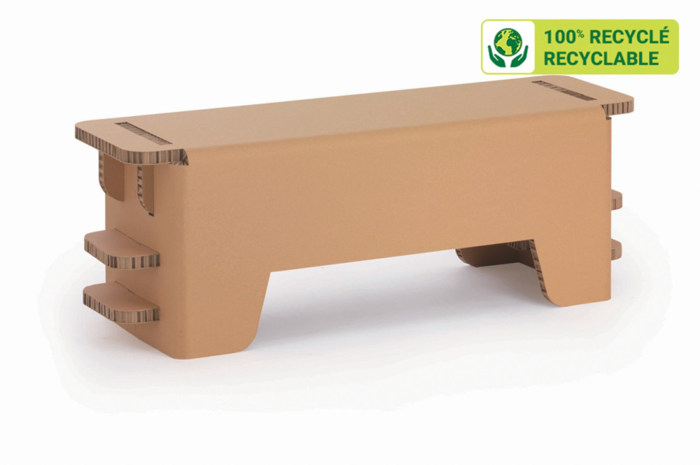 KRAFTDESIGN Banc ou table basse L. 113,8 cm en carton alvolaire - Kraft naturel