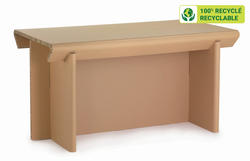 KRAFTDESIGN Table de runion rectangulaire L. 158 x P. 86 cm en carton alvolaire - Kraft naturel