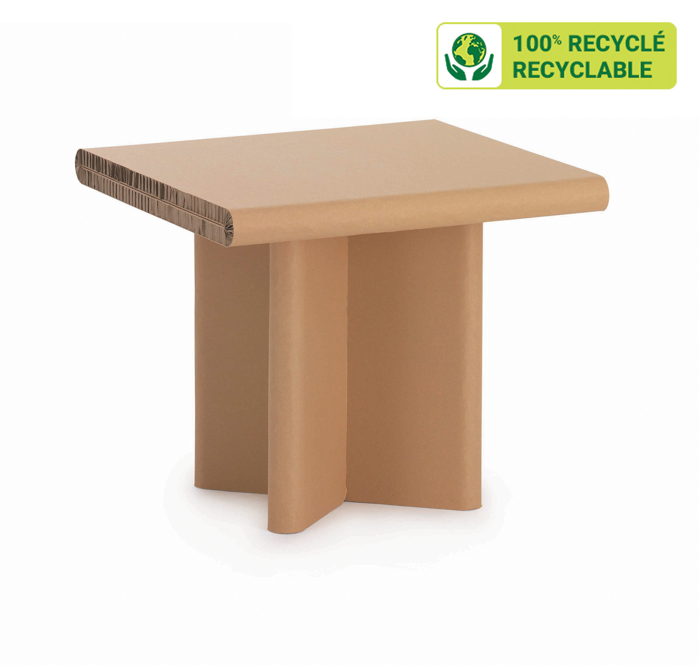 KRAFTDESIGN Table basse rectangulaire H. 50 cm en carton alvéolaire - Kraft naturel