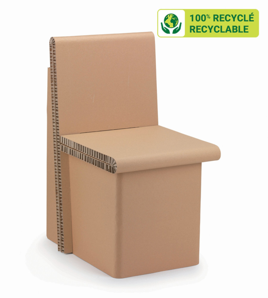 KRAFTDESIGN Chaise visiteur sans accoudoirs en carton alvolaire - Kraft naturel