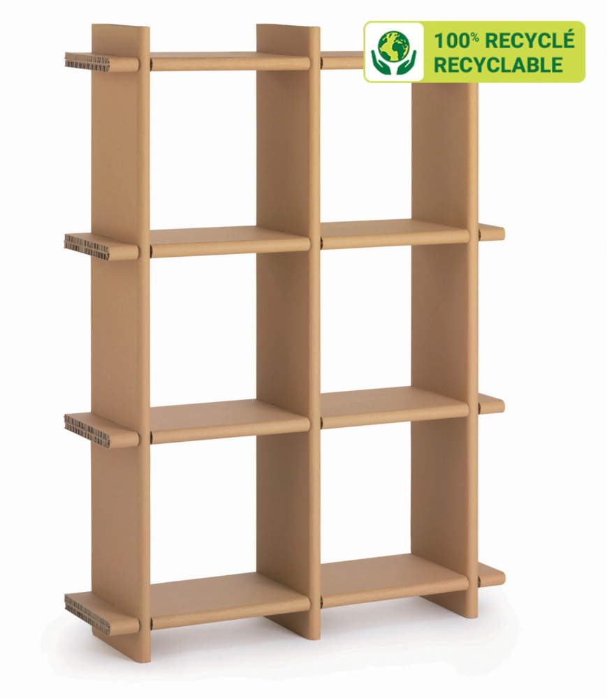KRAFTDESIGN Etagre 6 cases  croisillon H. 147,4 cm en carton alvolaire - Kraft naturel