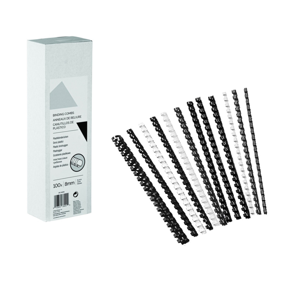 Baguettes de reliure anneaux plastique - 12 mm - Blanc - Bote de 100