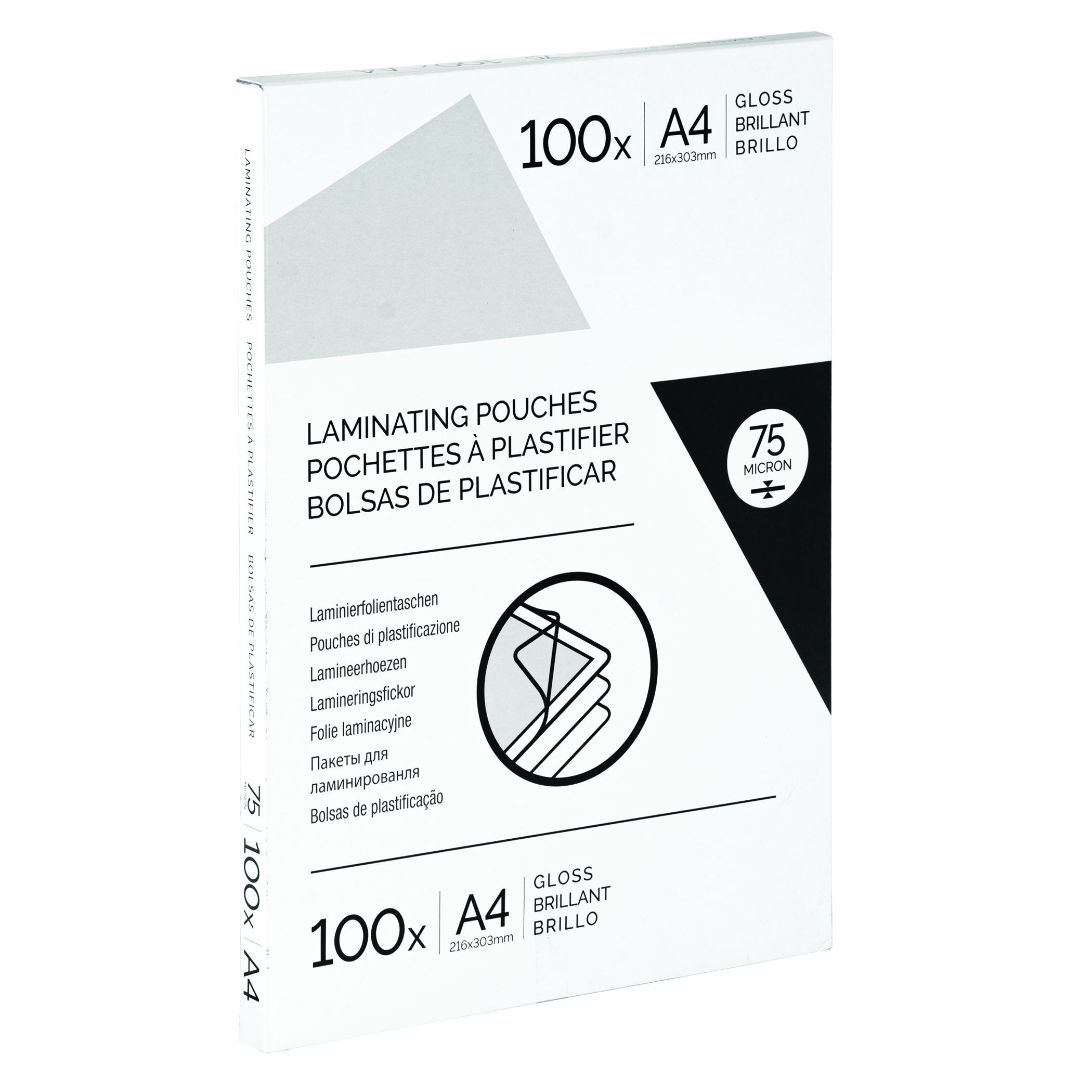 Pochettes de plastification A4 - Epaisseur : 75 microns par face - Boîte de 100