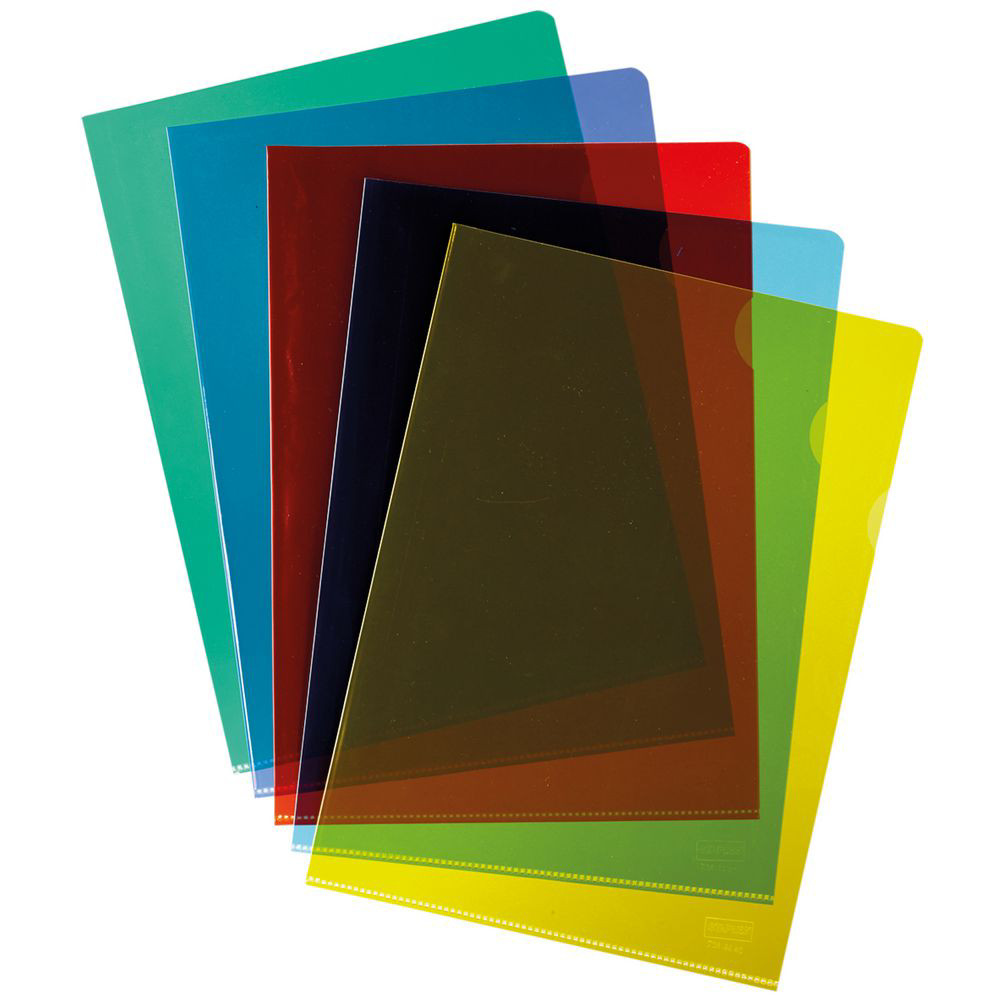 RAJA Pochettes coin A4 PVC 15/100 - Couleurs assorties - Bote de 100