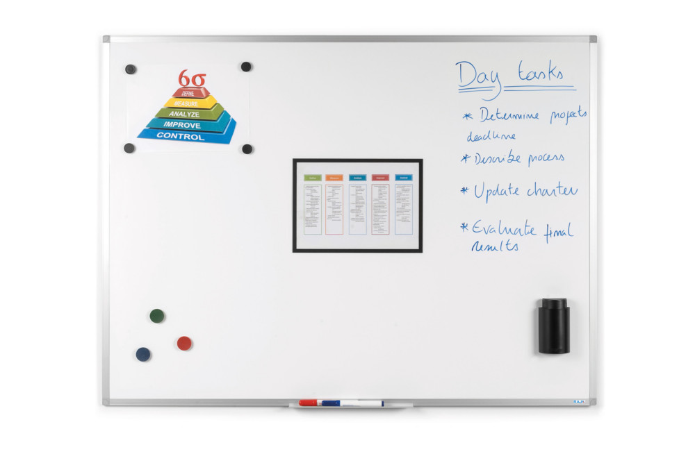 RAJA Tableau blanc maill - Surface magntique - Cadre Alumunium - L.180 x H.120