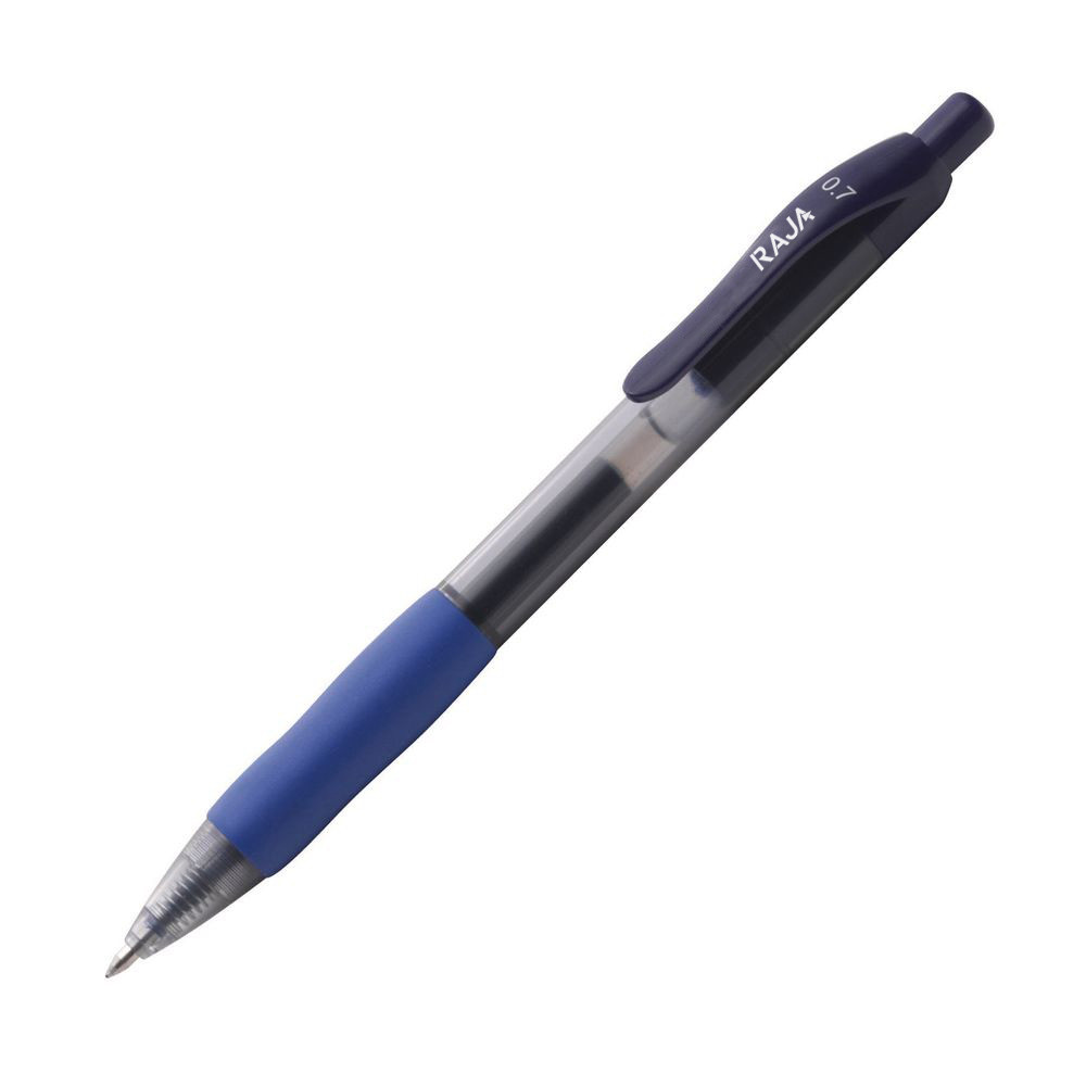 RAJA Stylo  encre gel rtractable pointe moyenne 0,7 mm avec grip de prhension - Bleu