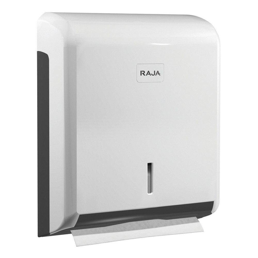 RAJA Distributeur d'essuie-mains capacit 400  600 feuilles en ABS avec fermeture  cl  - Blanc