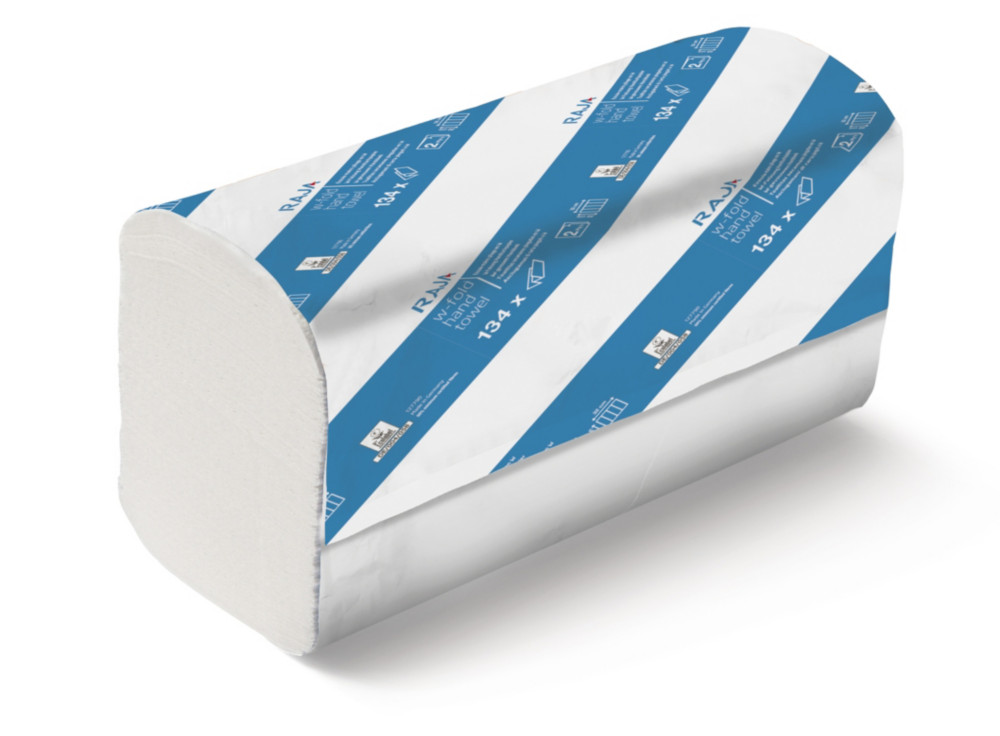 RAJA Essuie-mains pliage en W double paisseur gaufrs 220 mm - Blanc - Lot de 20 paquets 134 feuilles
