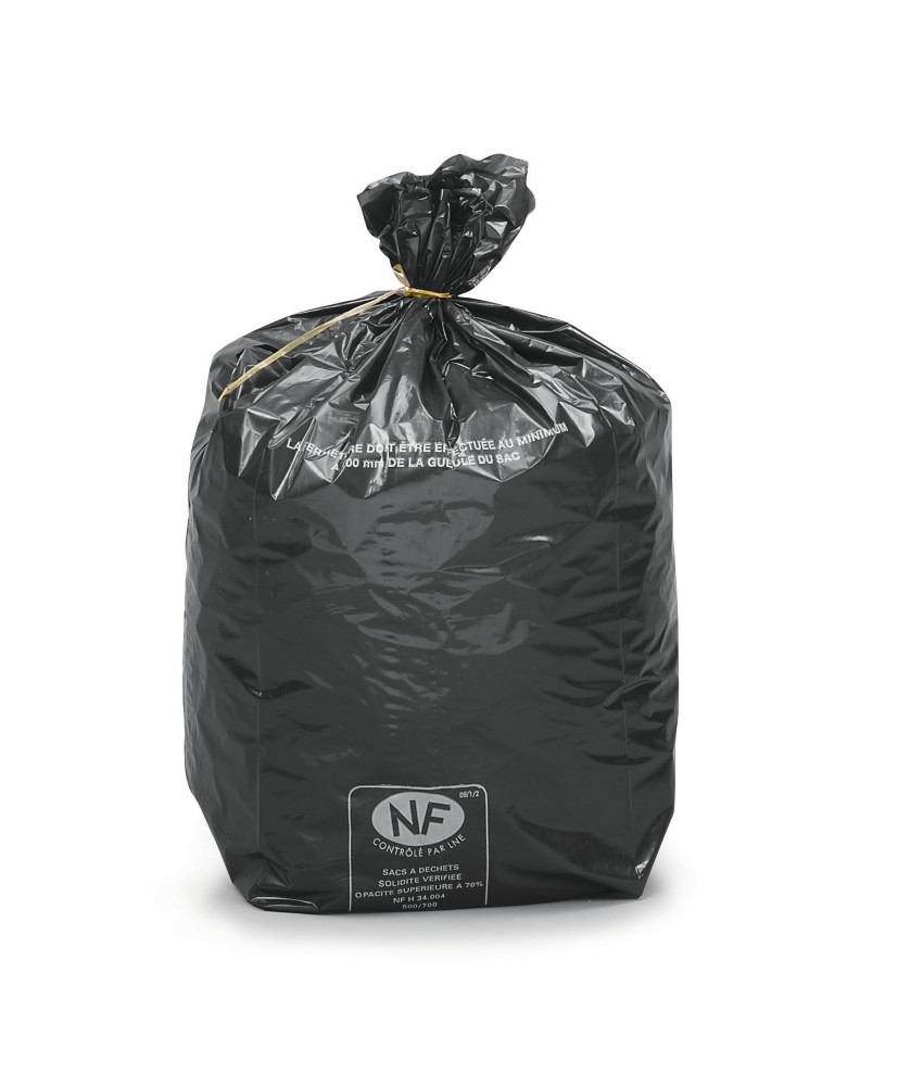 Sac poubelle conomique 30L en plastique recycl - Noir - Lot de 500