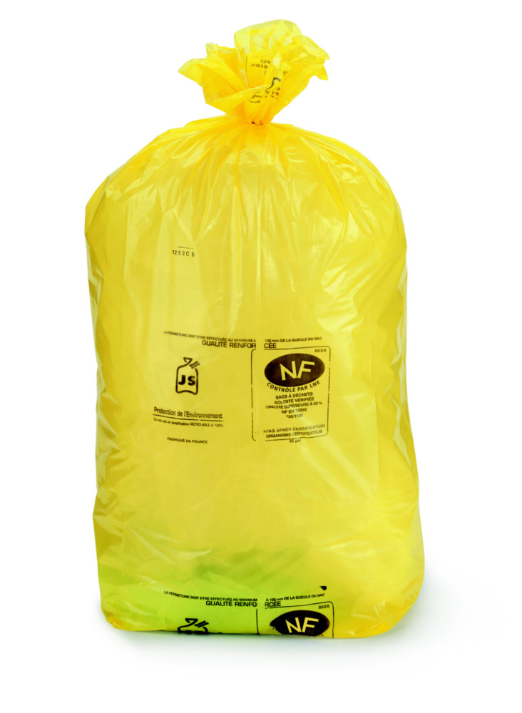 Sac poubelle 110L jaune pour tri slectif - Lot de 250