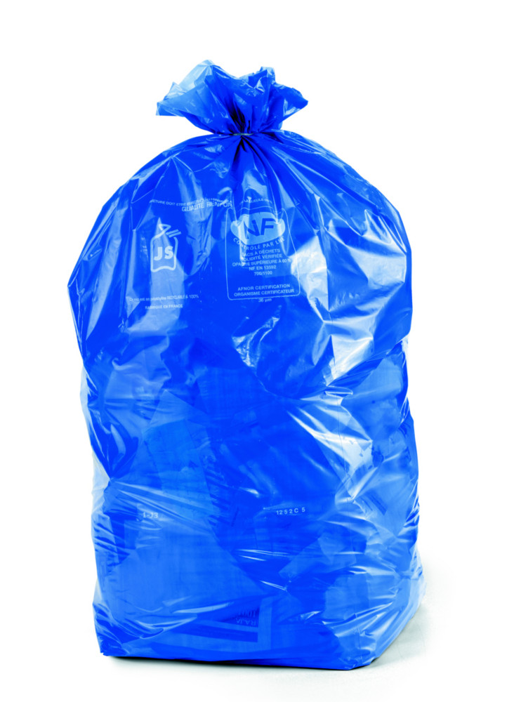 Sac poubelle 110L bleu pour tri slectif - Lot de 250