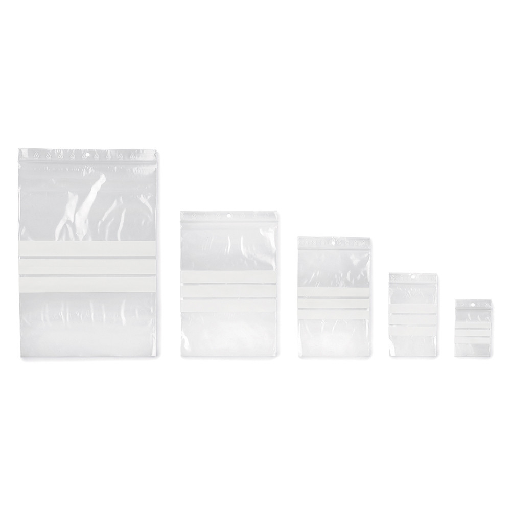 RAJA Sachet plastique  fermeture Zip et bande d'criture - 10 x 15 cm - Epaisseur 50 microns - Transparent - Carton de 1000