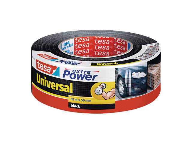 tesa® Extra Power Universal ruban adhésif, 50 mm x 50 m, tissu renforcé, noir