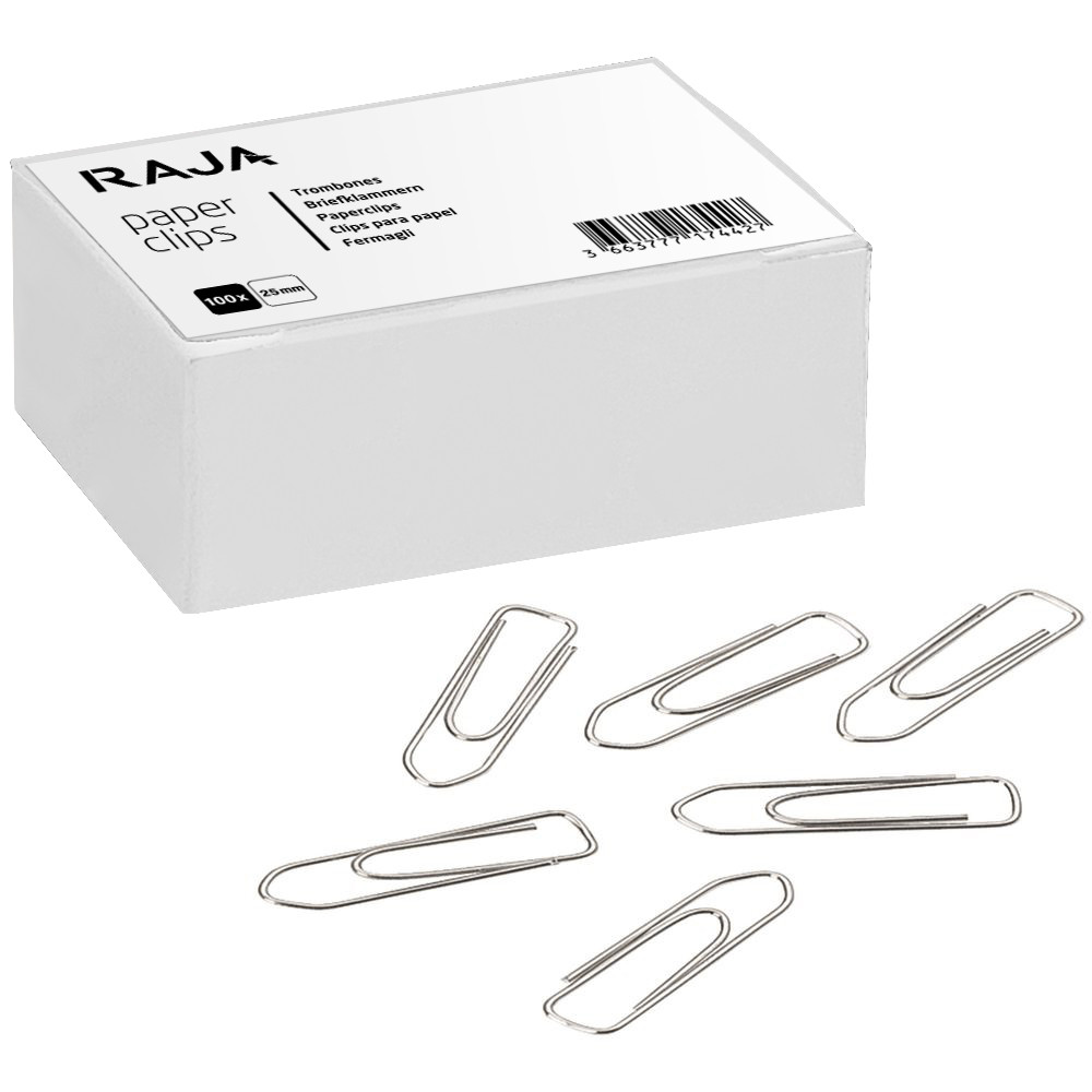 RAJA Trombones acier nickel 25 mm bout chevron - Bote de 100