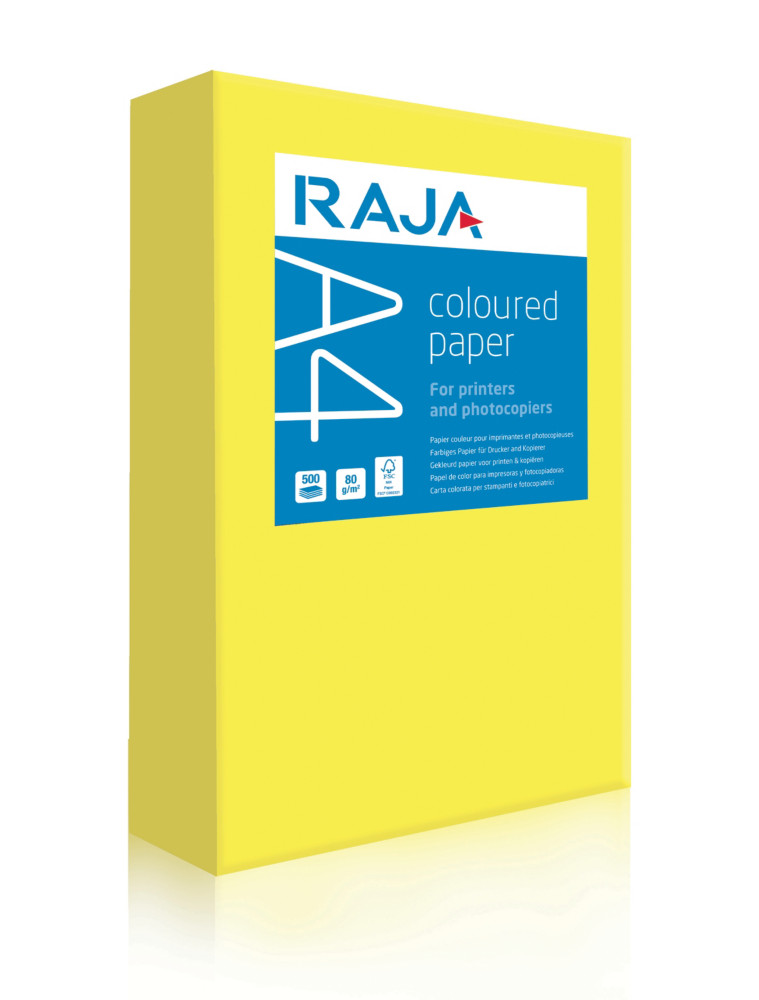 RAJA Papier A4 Coloured Paper - 80g - Ramette de 500 feuilles - Jaune Soleil