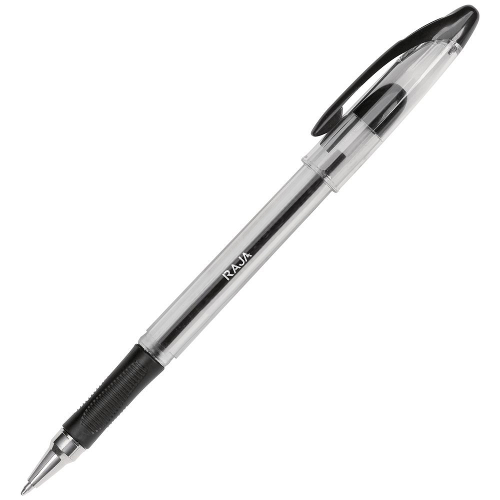 RAJA Grip Stic - Stylo bille  capuchon pointe moyenne 07 mm - Noir