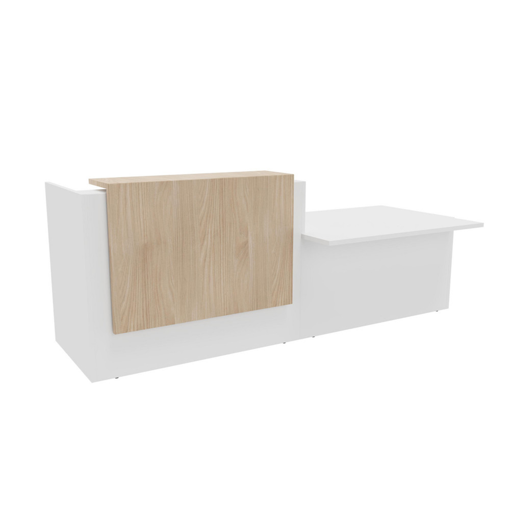 Banque d'accueil Arold L. 286 x 88 cm - Module PMR comptoir  gauche - Corps Blanc/Top Orme