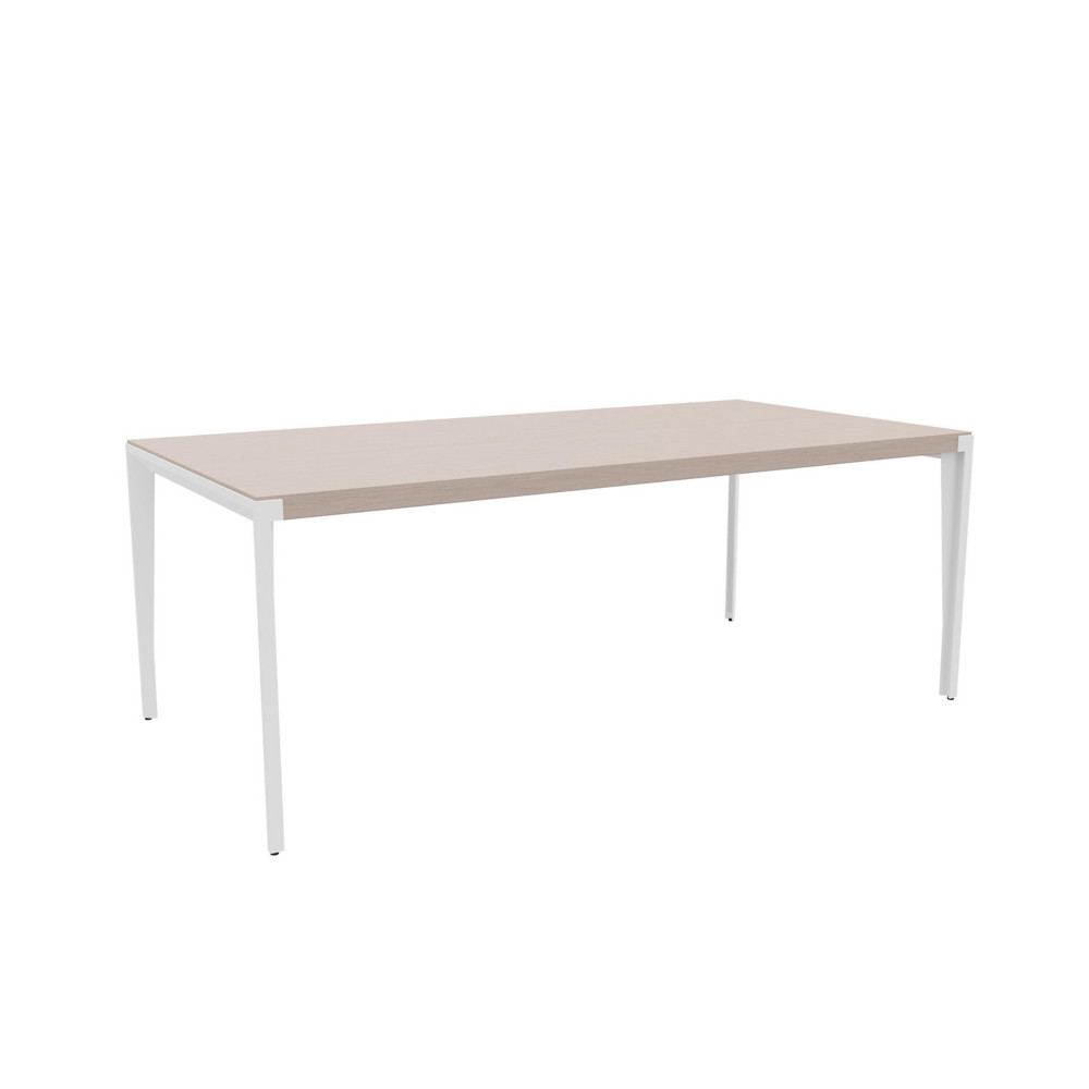 Bureau de direction Arold L.200 x P. 100 cm - Placage bois orme gris - Pitement mtal blanc