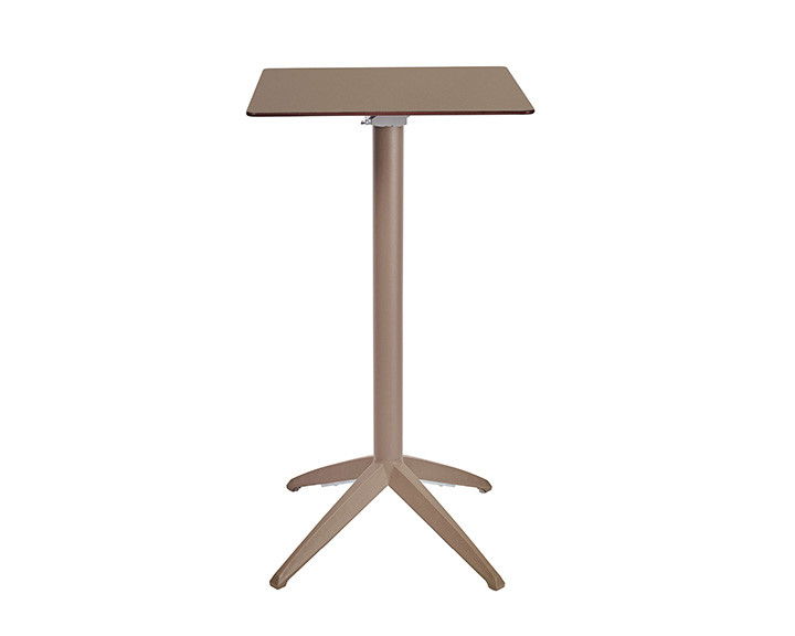 Table mange-debout Quatro carre ht 110 cm - Usage extrieur - Plateau basculant en polypropylne 60 x 60 cm - Taupe