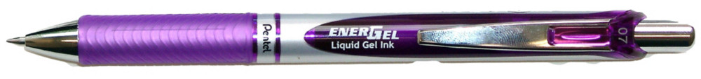Pentel Stylo roller rtractable EnerGel BL77, pointe moyenne (0,7mm), avec zone de prhension, corps chrom et violet, encre violette