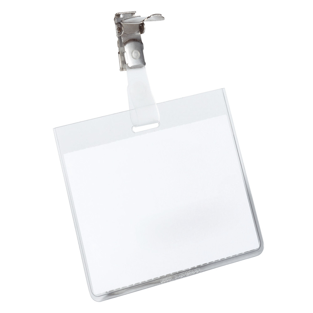 DURABLE Pochette porte-badge fermée 60 x 90 mm - Avec clip rotatif - Transparent - Boîte de 25