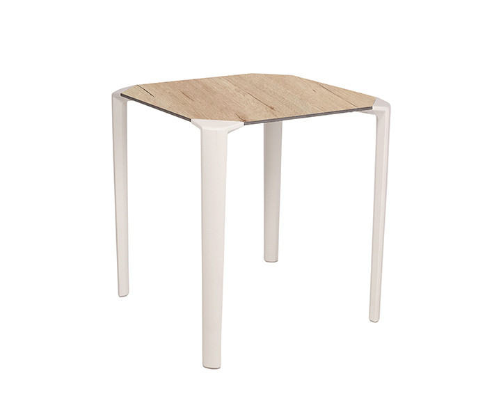 One Table empilable de restauration carre 70 x 70 cm Usage extrieur - Blanc/Chne