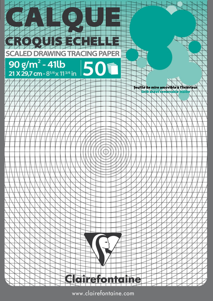 Clairefontaine Calque Croquis chelle A4 uni 92g - Bloc de 50 feuilles