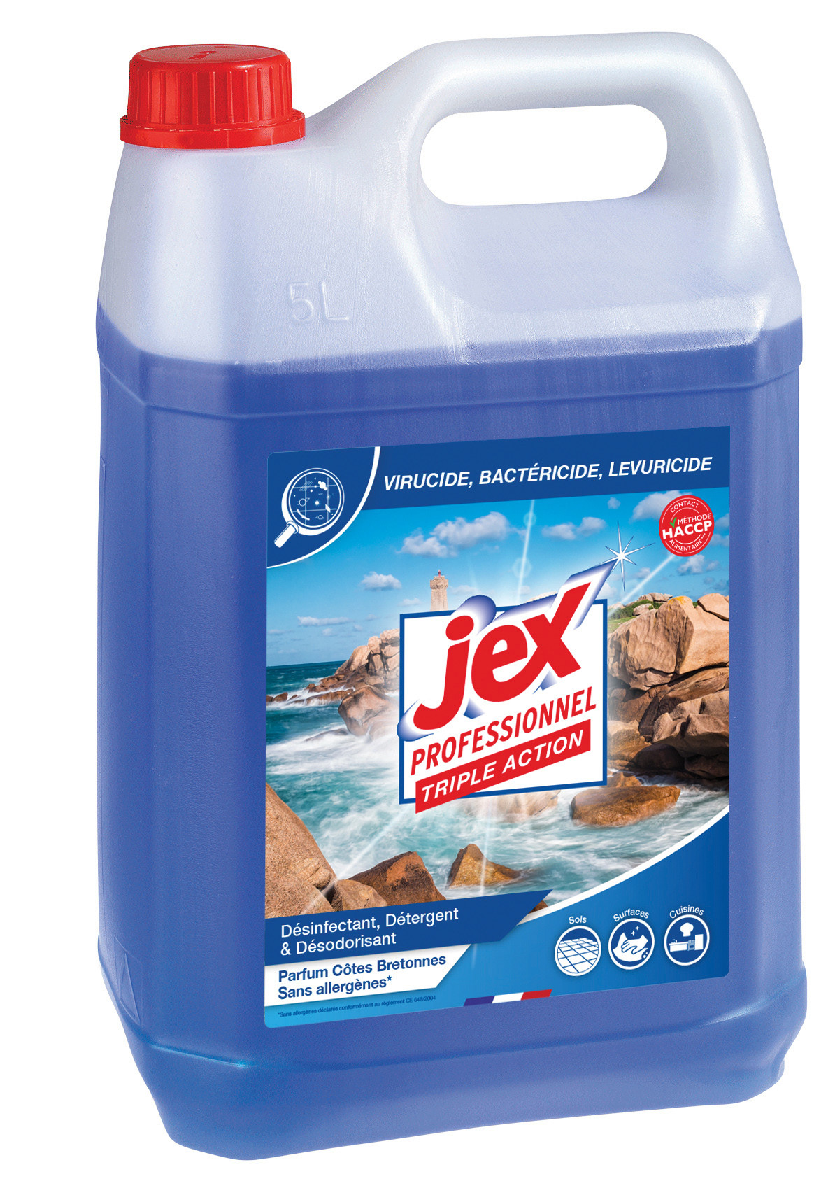 Jex Professionnel Triple action Nettoyant multi-usages désinfectant - Côtes Bretonnes - Bidon 5L