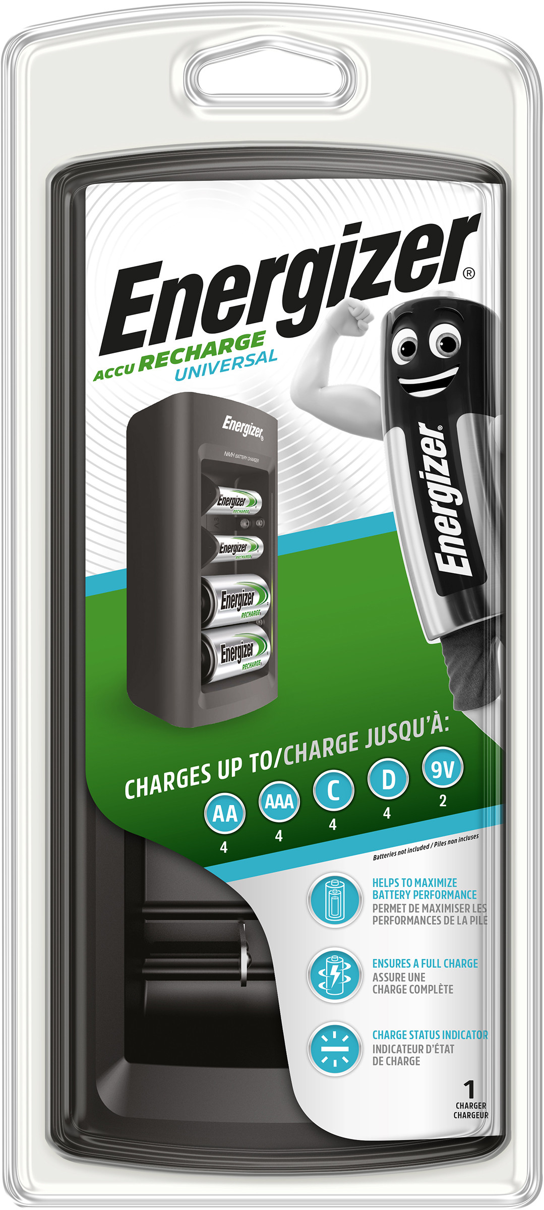 Energizer Chargeur de piles universel pour format AA - AAA - C - D - 9V