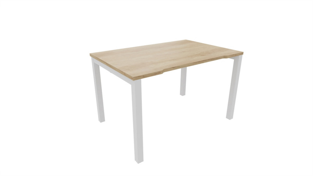 Bureau droit chancr Burocolor - L.120 x P.80 cm - Plateau Chne Nebraska - Pieds Blanc