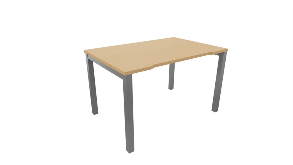 Bureau droit chancr Burocolor - L.120 x P.80 cm - Plateau Htre - Pieds Aluminium