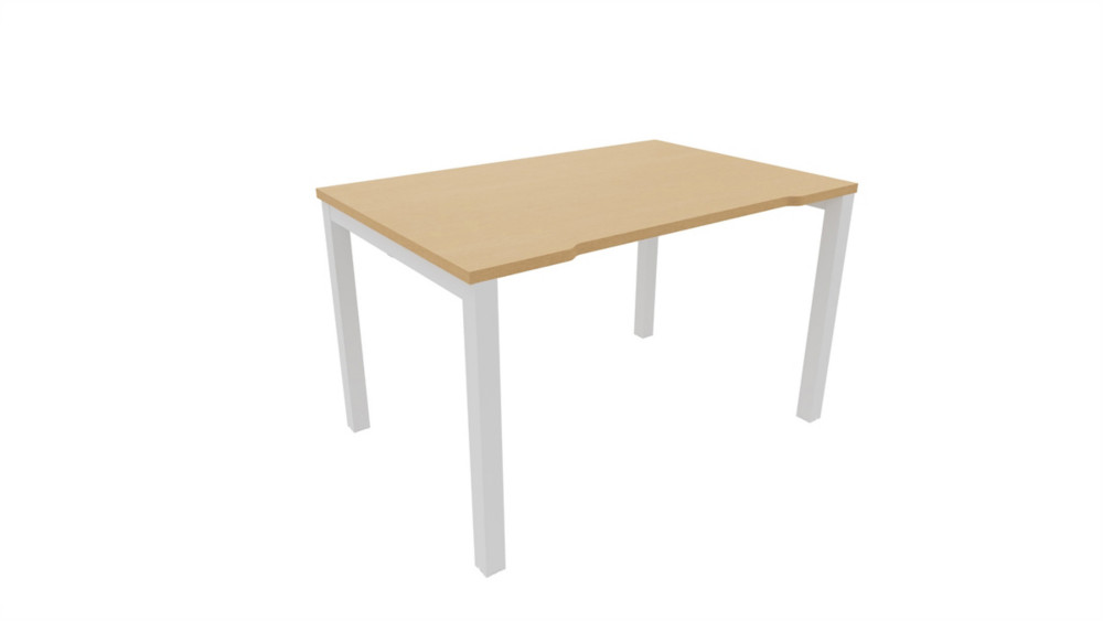 Bureau droit chancr Burocolor - L.120 x P.80 cm - Plateau Htre - Pieds Blanc