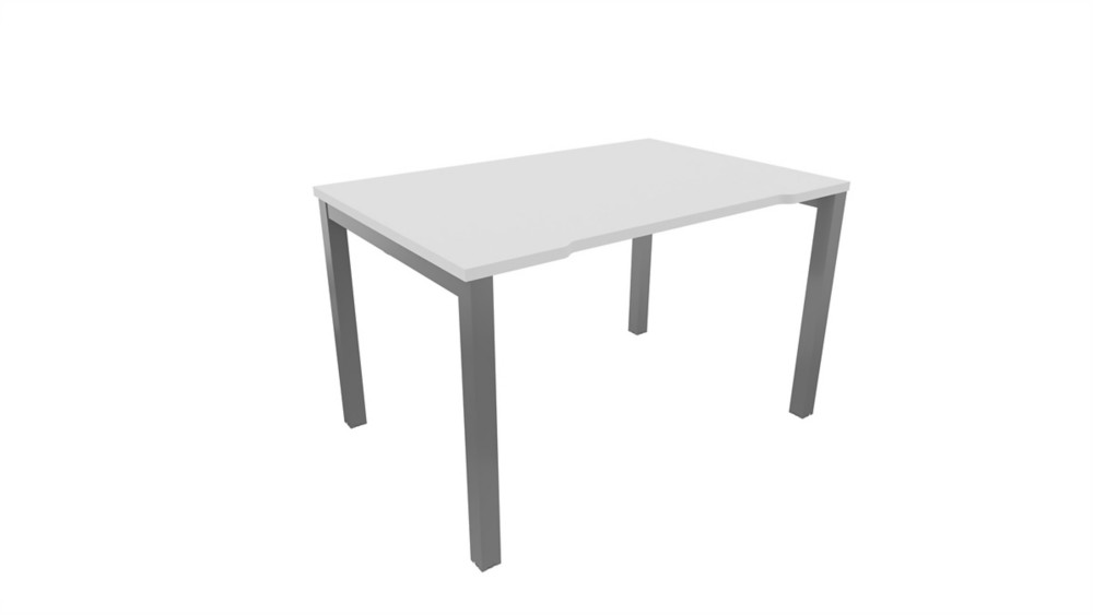 Bureau droit chancr Burocolor - L.120 x P.80 cm - Plateau Blanc - Pieds Aluminium