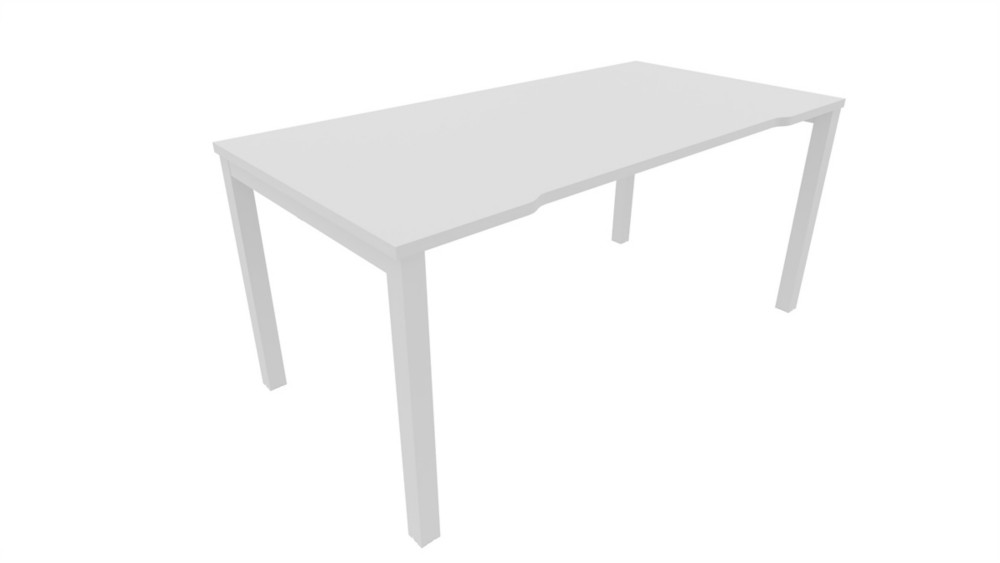 Bureau droit chancr Burocolor - L.160 x P.80 cm - Plateau Blanc - Pieds Blanc