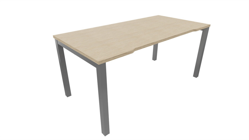 Bureau droit chancr Burocolor - L.160 x P.80 cm - Plateau Chne - Pieds Aluminium